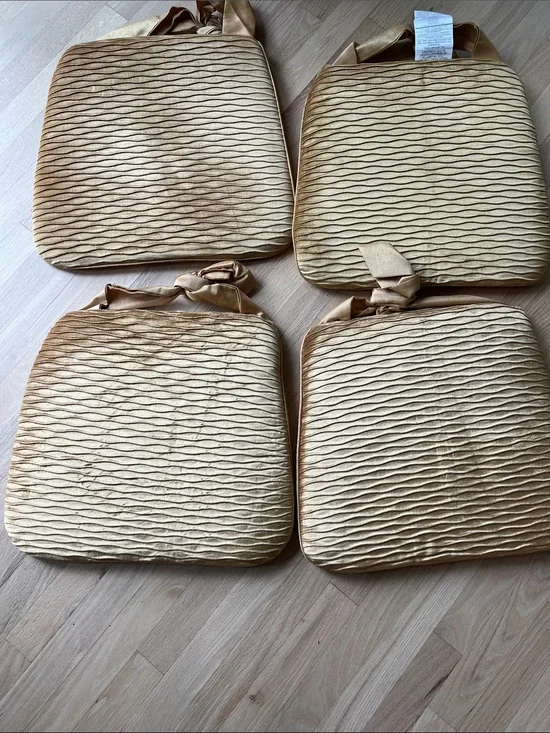 Pier 1 Gold Quilted Wave Seat Cushions - Set of 4