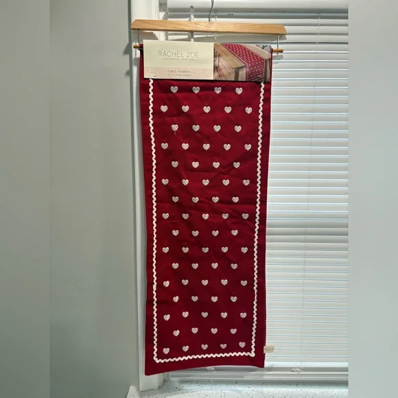 Rachel Zoe Burgundy Heart Table Runner