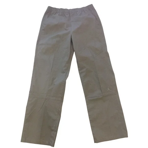 Jordan Mens Active Pants Khaki Elastic Waist Logo‎ Pockets Size L