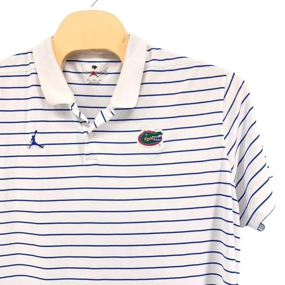 Nike Jordan Florida Gators Men 3XL Pre-Owned Polo White Striped Dri-FIT On-Field