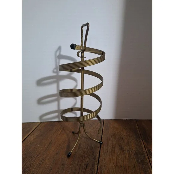 Vintage MCM Brass Spiral Earring Organizer Mid Century Modern Metal Stand