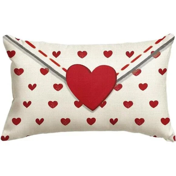Lovely Valentine's Day Envelope Throw Pillow Cover, 12 x 20 Inch Red