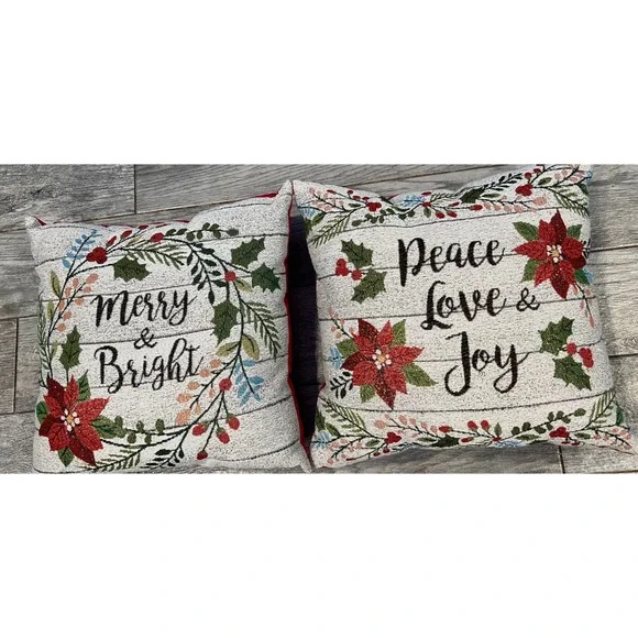 Lot of 2 Christmas accent pillows throw 16