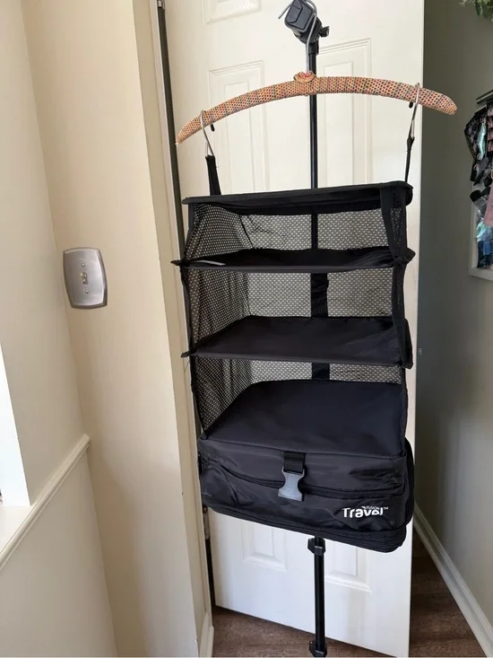ravel Hanging 4-Tier Black Closet Organizer with Zip Storage