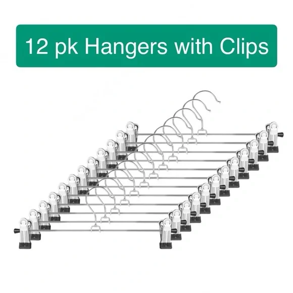 12 Pack Metal Hangers with Clips