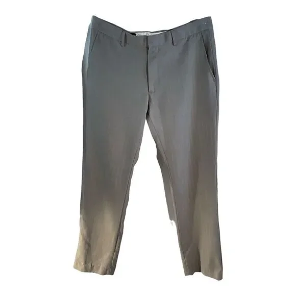 MB STUDIO GRAY POLYESTER FLAT FRONT MEN'S SLIM FIT 34X 32 DRESS PANTS