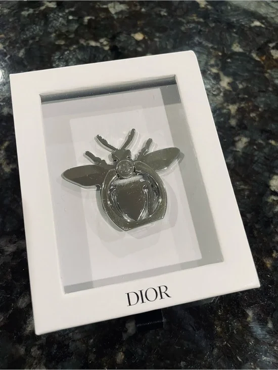 Dior Silver Metal Bee Phone Ring Holder in Silver