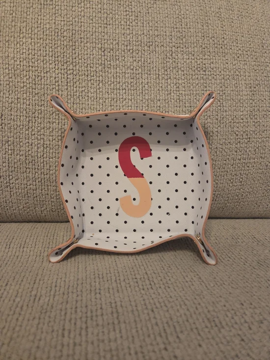 kate spade Polka Dot Monogram Tray in Peach & Red