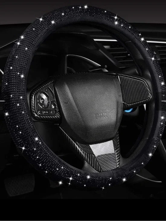 Sparkle Black Crystal Steering Wheel Cover super stretchy