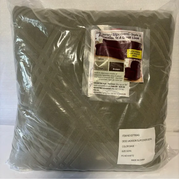 Sofa Cover Stretch Jersey Slipcovers fits 74-96” width Sage Factory Sealed NIP