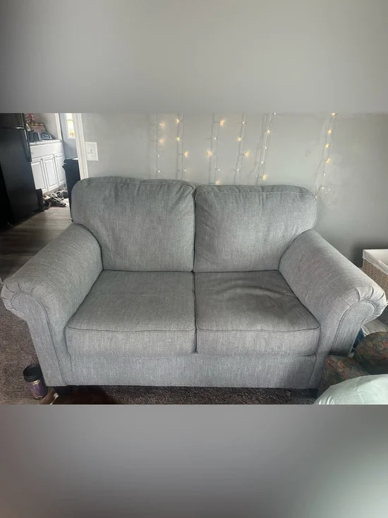 Stylish Gray Fabric Loveseat Sofa - Cozy Two-Seater