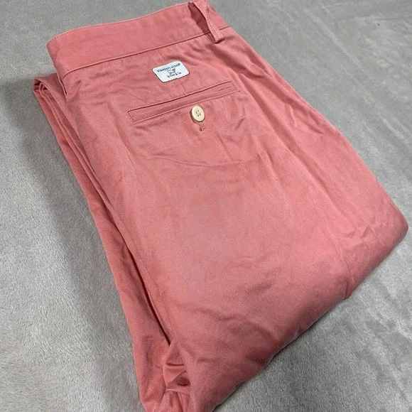 Vineyard Vines Club Pant 34X34* Pink Salmon Flat Front Straight Leg Chino Cotton