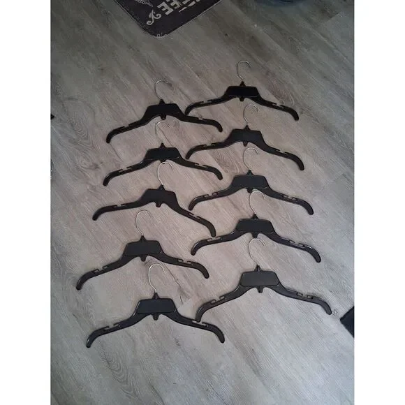 Black Plastic 10 Pcs Shirts & Dresses Clothing Hangers 15