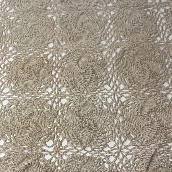Vintage Hand Crafted Tan Crochet Furniture Cover