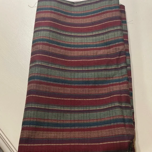 Striped Multicolor canvas Fabric Panel - Burgundy, Teal, Olive