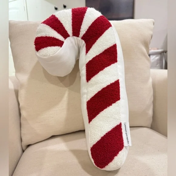 Cupcakes and Cashmere Candy Cane Pillow Red White Christmas Decor 15