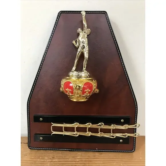 Vintage Champion Tennis Player Brass Crown Trophy Sportsman Tie Rack w Box