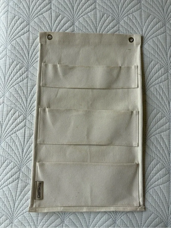 Canvas 3-Pocket Organizer in Cream by Caraway
