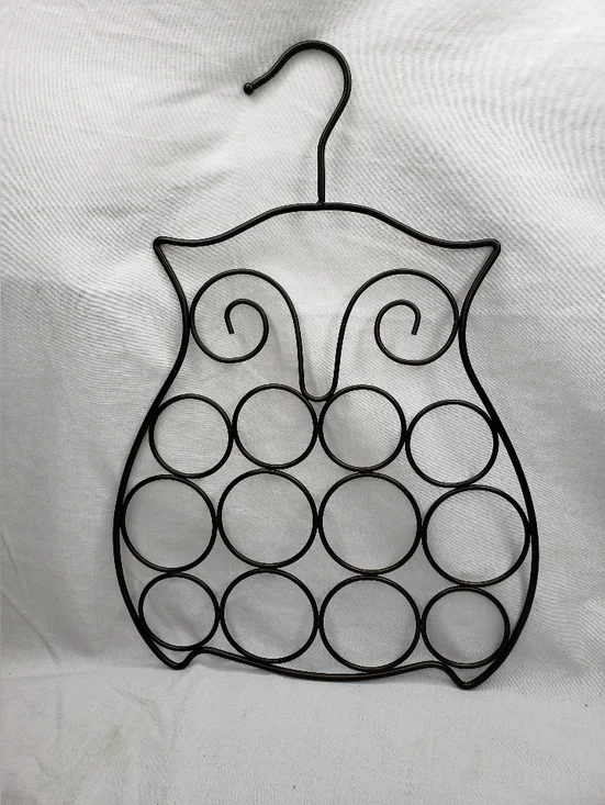 Metal Owl Scarf Or Belt Holder Organizer With Hanger 12 Holders