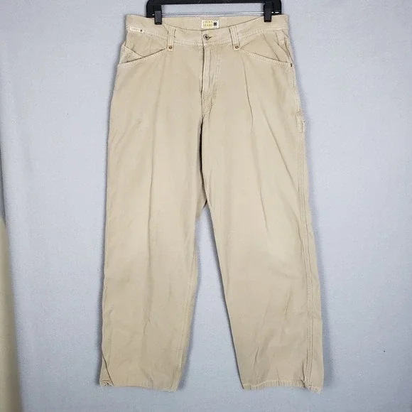 Vintage Lucky Brand Size 33 Overdrive Pants Tan Cargo Carpenter Chore Utility