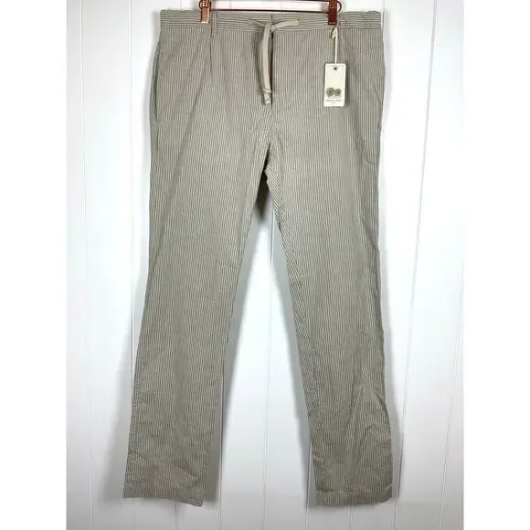 Hartford Men's Tanker Woven Tan/Taupe 100% Cotton Seersucker‎ Pants Size 52/XL