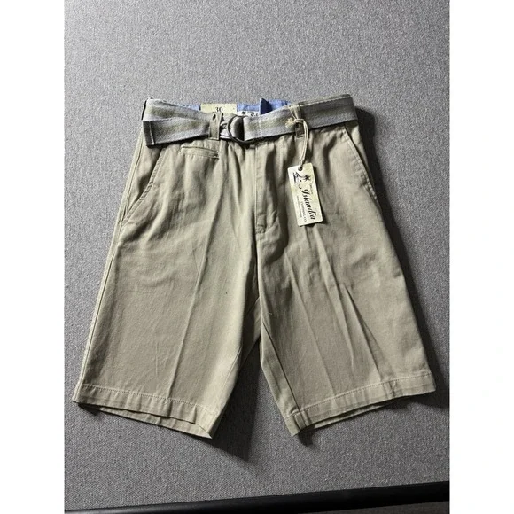 Original Islandia Sport Men's Khaki Belted Chino Shorts 30 Cotton, Preppy, USA