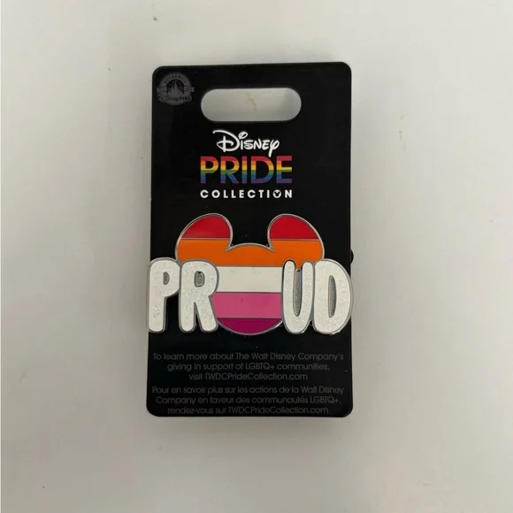 Disney Pride 'Proud' Enamel Pin - Rainbow Stripes with Silver Glitter
