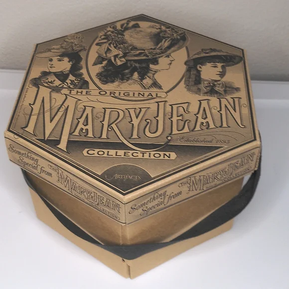Vintage Hat Box The Original Mary Jean Collection Black Tan Millinery Victorian