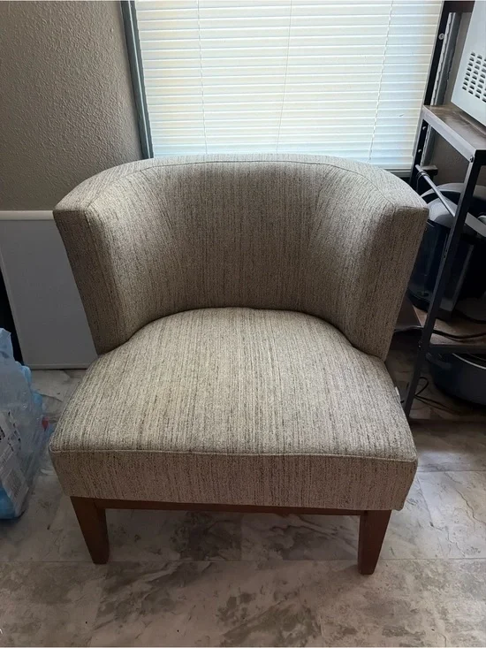 Neutral Taupe Accent Barrel Chair by