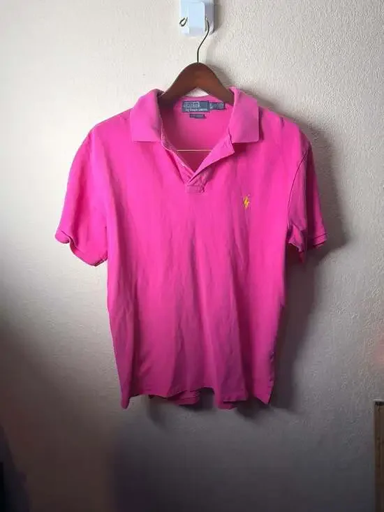 Polo Ralph Lauren Men's Pink Short‎ Sleeve Custom Fit Mesh Polo Shirt XL