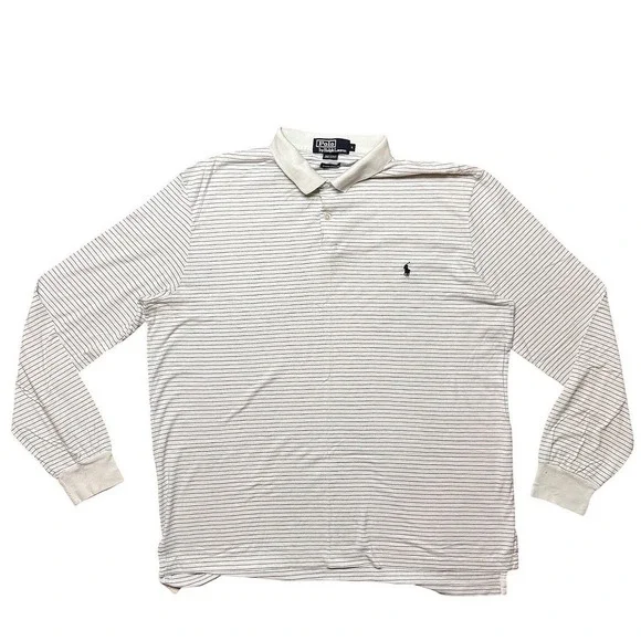 Polo Ralph Lauren Mens Long Sleeve Striped Pima Cotton Polo Shirt‎ L
