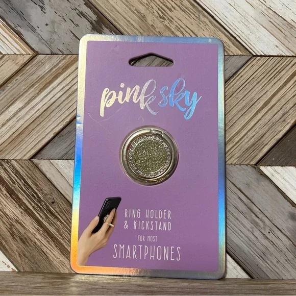 NOT FOR SALE Pink Sky Gold Glitter Ring Holder & Kickstand for Smartphones