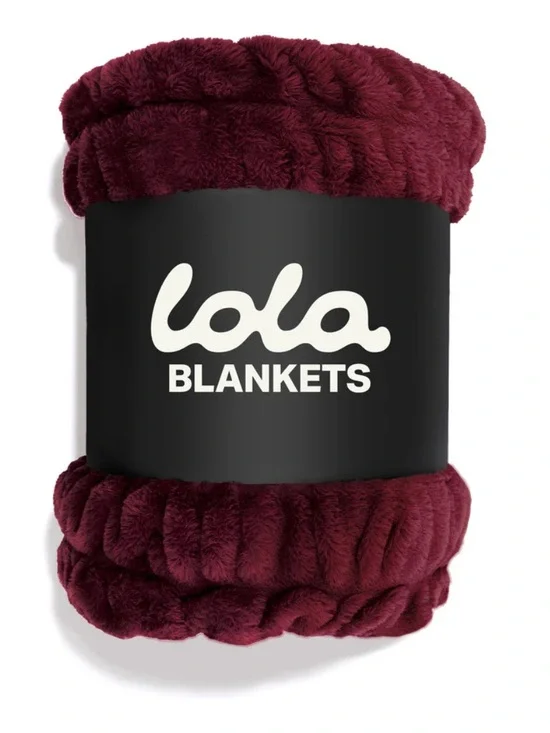 Lola Blankets Medium Burgundy Plush Throw Blanket