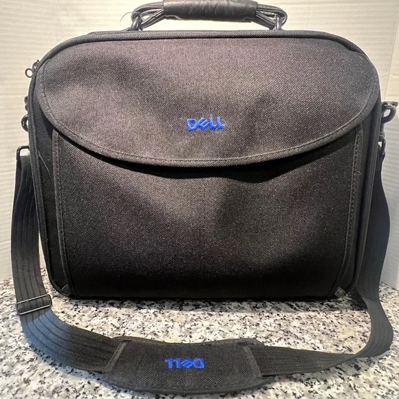 Briefcase Portfolio Dell Canvas hard side padded Gently Used W‎ Strap Laptop Bag