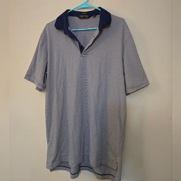 Polo Ralph Lauren Navy & White Striped Performance Golf Polo