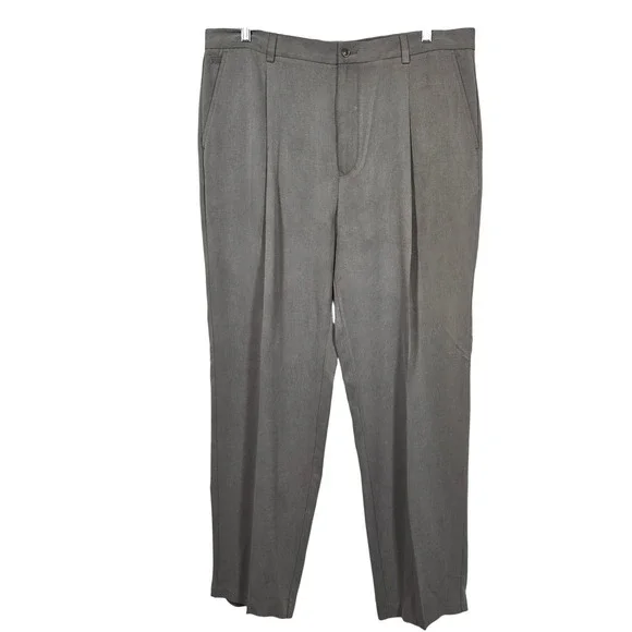 Tommy Bahama Silk Pleated Dress Pants Mens 40 Olive Green Relaxed Trousers