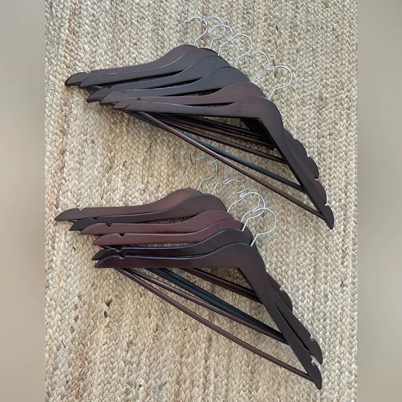Set 12 Wood Hangers Inch dark wood