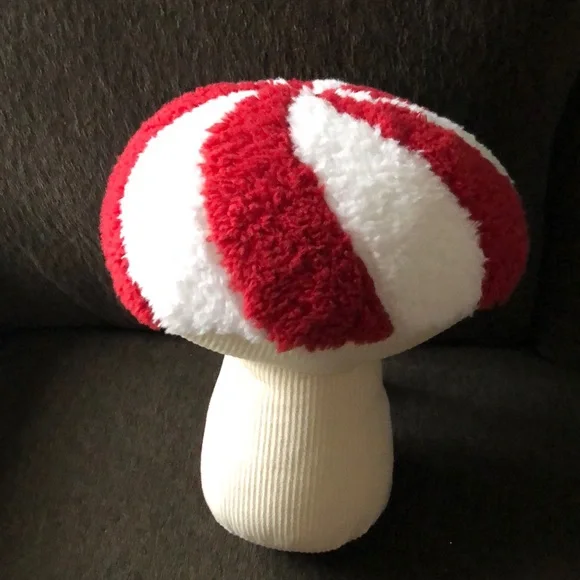 NEW Cupcakes & Cashmere PEPPERMINT Mushroom Holiday Throw Pillow