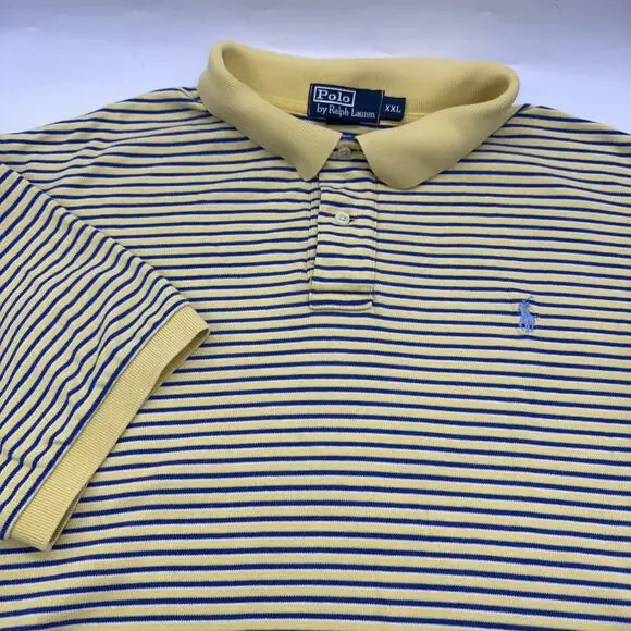 Polo‎ Ralph Lauren Polo Shirt Mens XXL Striped Classic Short Sleeve Golf Rugby