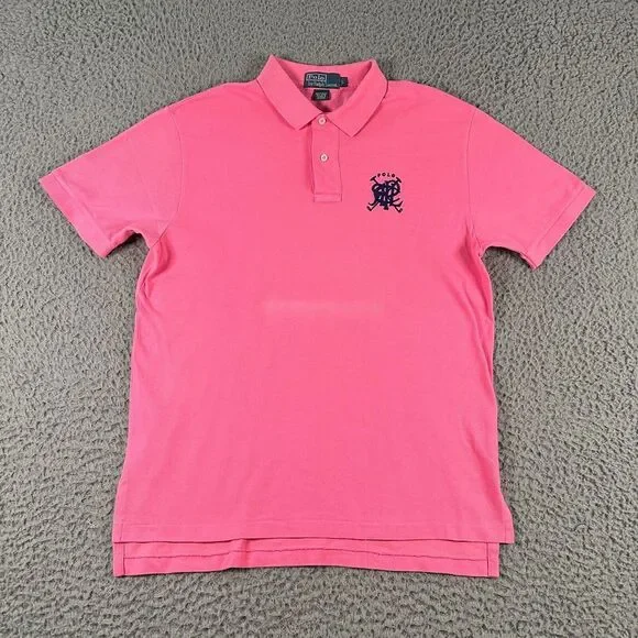 Polo Ralph Lauren‎ Shirt Men's Large Pink Big Logo Golf Polo Short Sleeve Flaw