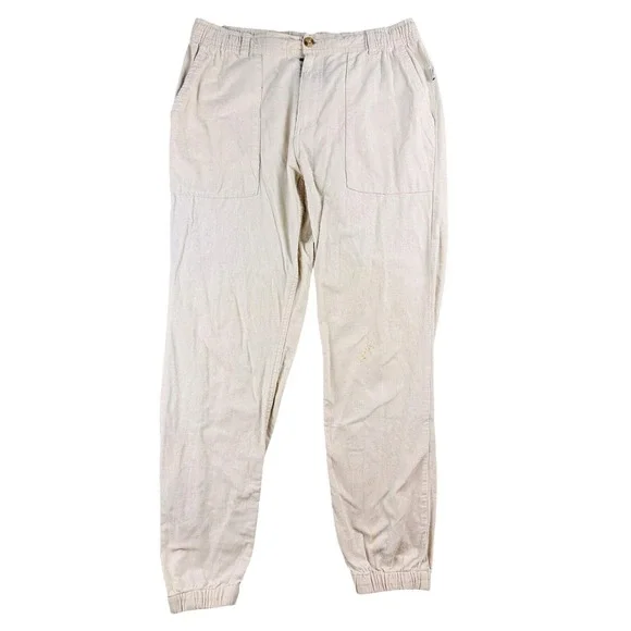 Onia‎ Corduroy Jogger Pants Men L Cream Cotton Elastic Cuffs Drawstring Waist