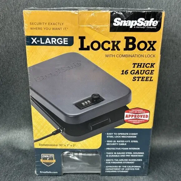NEW SEALED 75240 Hornady Snapsafe Lock Box w/Combination Lock XLarge Thick Steel