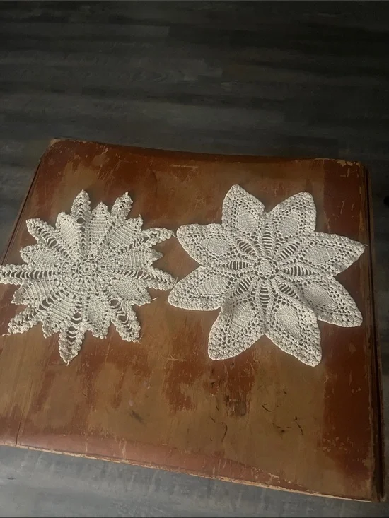 Handmade Crochet Doilies - Set of 2 in Cream