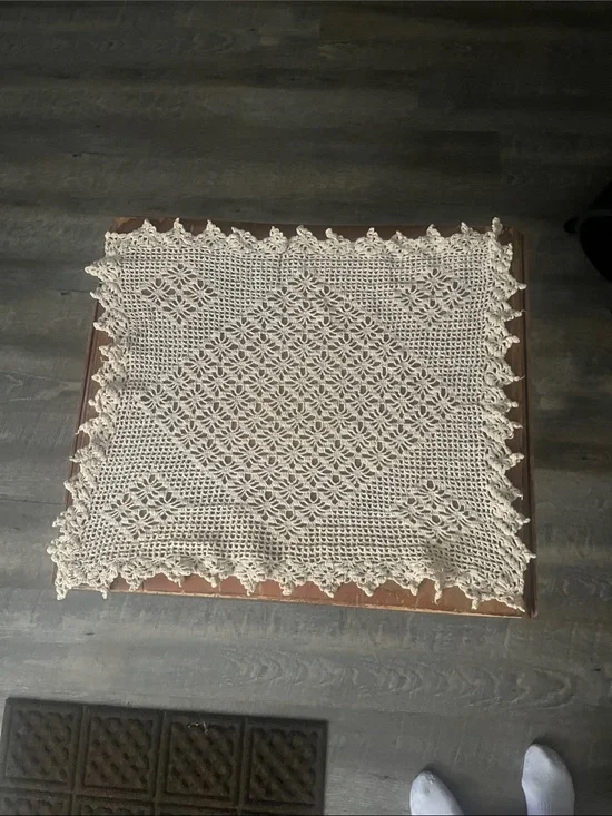 Handmade Crochet Doily Table Cover - Cream