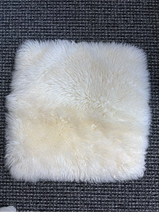 White faux fur square chair cushion