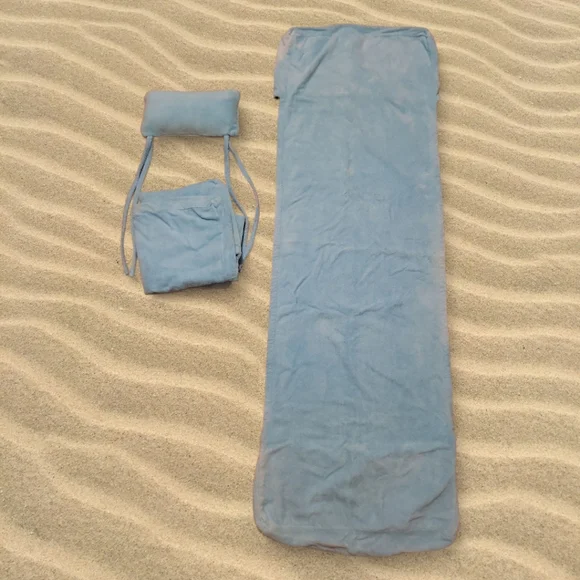 2 The Company Store Aqua Terry Cloth Washable Lounge Chair Covers With Pillow
