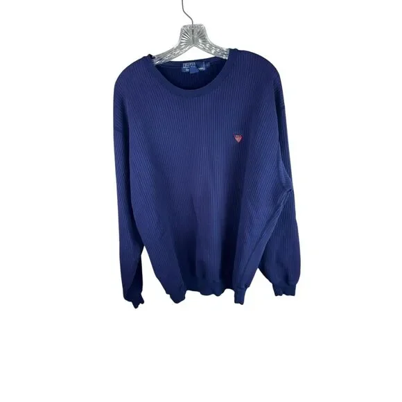 VTG Ralph Lauren Polo‎ Golf Knit Sweater Mens Large Blue Navy Polo Crest