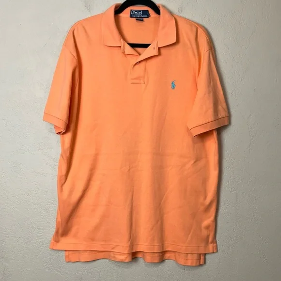 Polo by Ralph Lauren men short sleeve 100% cotton orange polo shirt size‎ large