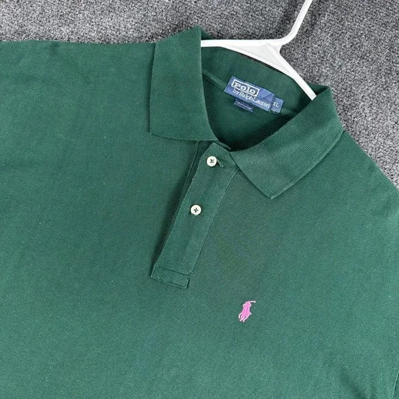Polo Ralph Lauren Polo Shirt Mens XL Extra Large Green Pink Pony Logo Cotton