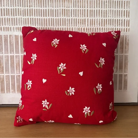 NWT Floral Red Decorative Pillow - Threshold